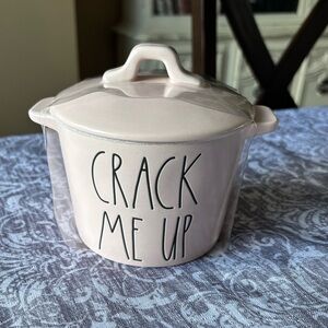 Rae Dunn "CRACK ME UP" Mini Crock Oven Dish with Lid Pink Brand New